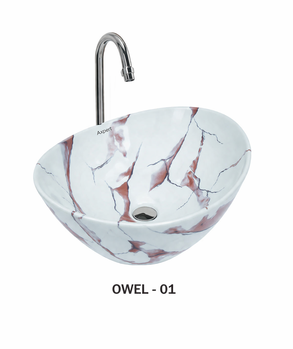 Designer Table Top Wash Basin - Luxury Marble Texture Ceramic Basin - Product 6
