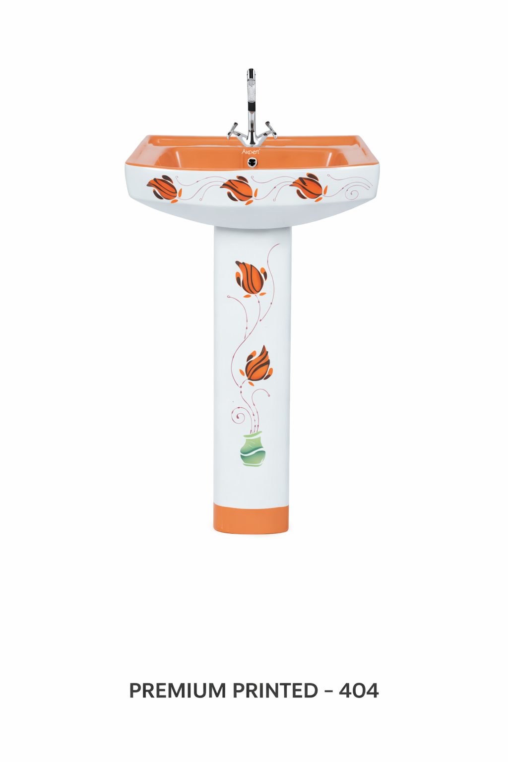 Vitrosa Polo Pedestal Set - Floral Designer Ceramic Basin Axpert Cera - Product 2