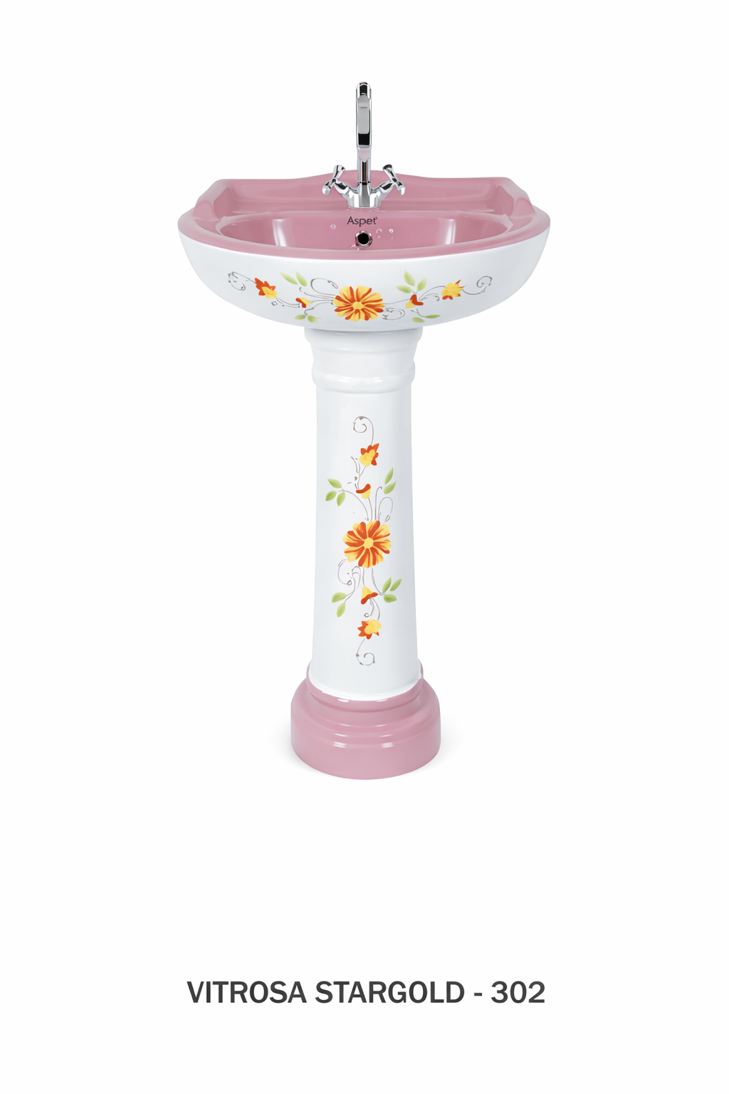 Vitrosa Stargold Pedestal Set - Premium Gold-Themed Designer Wash Basin - Product 2