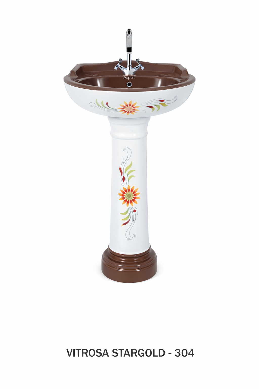 Vitrosa Stargold Pedestal Set - Premium Gold-Themed Designer Wash Basin - Product 4