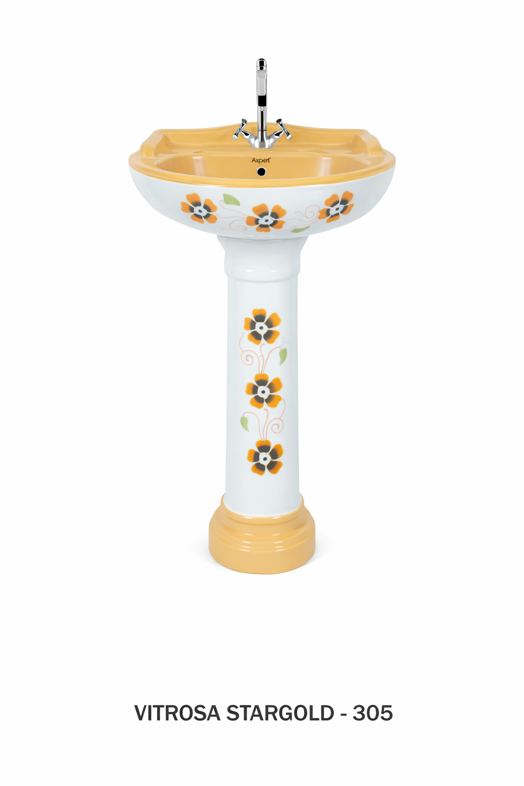 Vitrosa Stargold Pedestal Set - Premium Gold-Themed Designer Wash Basin - Product 5