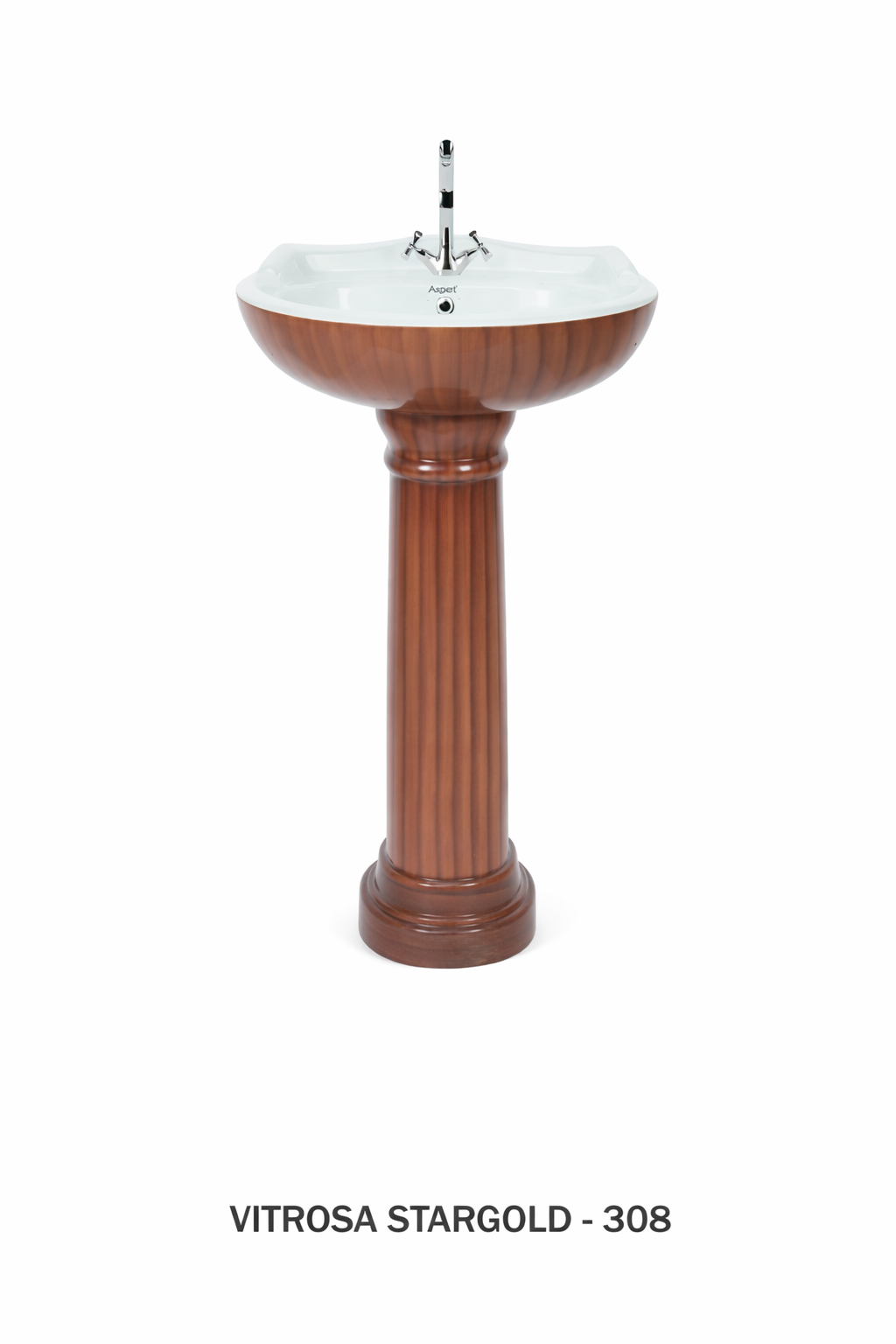 Vitrosa Stargold Pedestal Set - Premium Gold-Themed Designer Wash Basin - Product 8