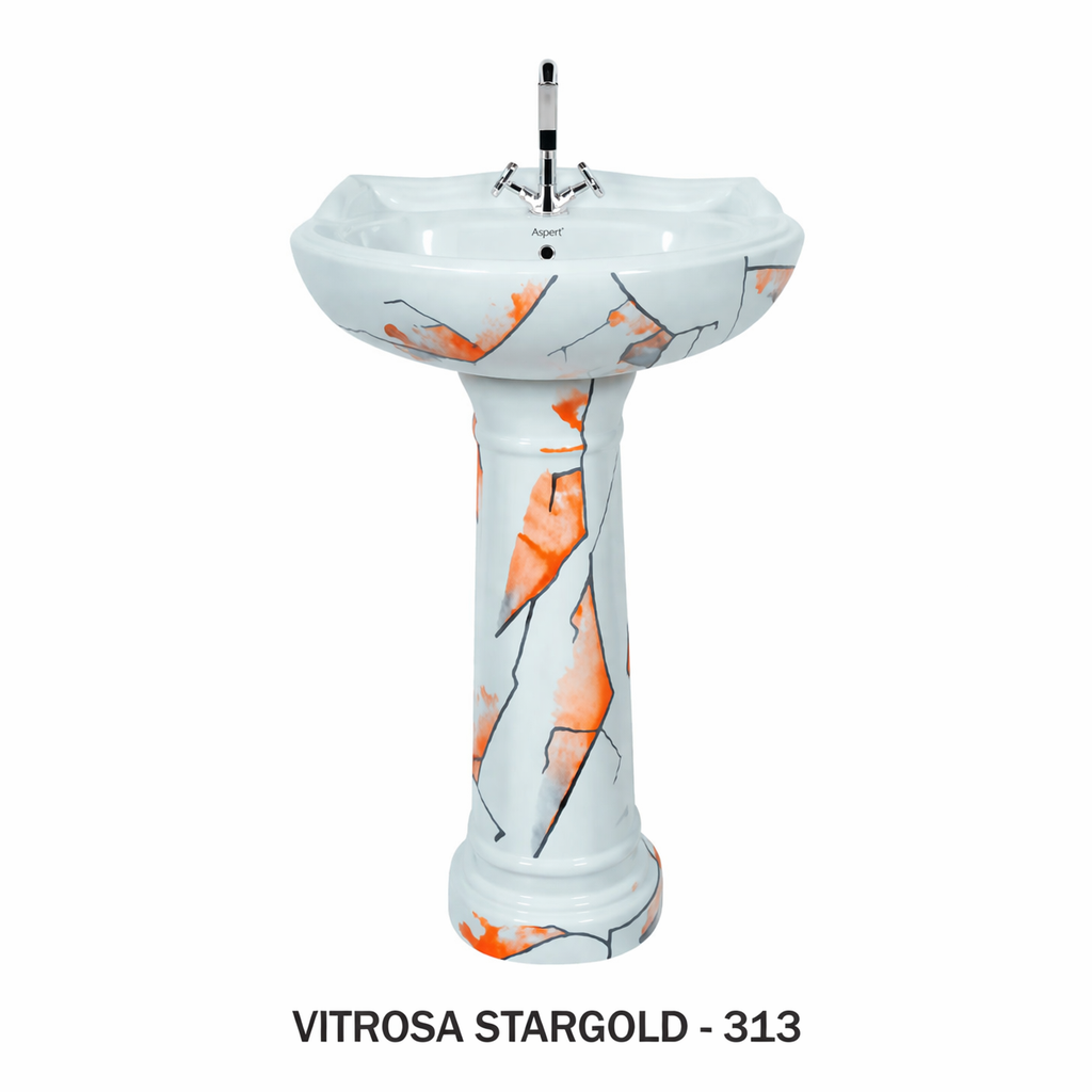 Vitrosa Stargold Pedestal Set - Premium Gold-Themed Designer Wash Basin - Product 12