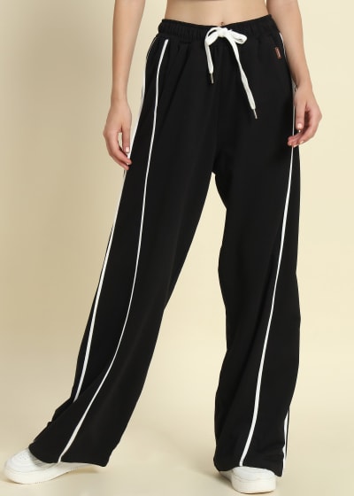 PockMAN Women Black Wide Leg Comfort Joggers