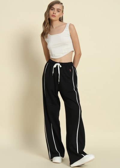 PockMAN Women Black Wide Leg Comfort Joggers