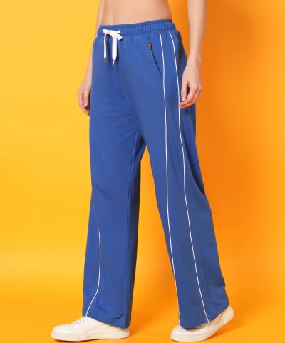PockMAN Women Royal Blue Wide Leg Comfort Joggers