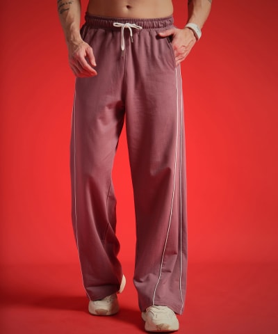 PockMAN Men Mauve Wide Leg Comfort Joggers