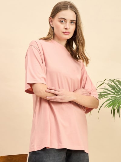 PockMAN Oversized Solid Cotton Terry Classic Rose Gold  Tshirt