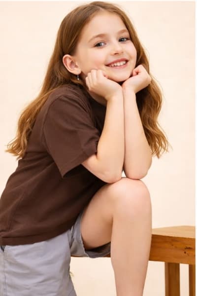 PockMAN Kid Girls Oversized Solid Cotton Terry Classic Dark Brown Tshirt