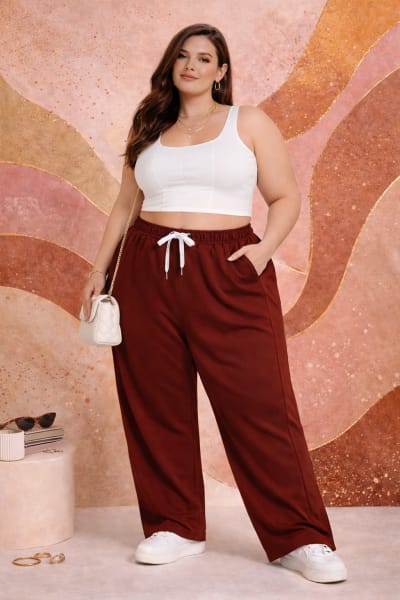 Pockman Relaxed Fit Solid Cotton Terry Wine Jogger