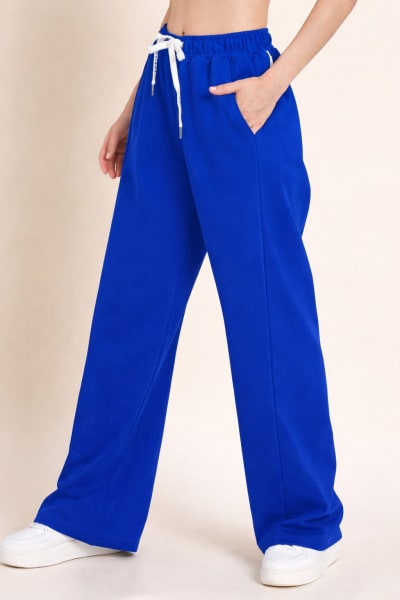 Pockman Relaxed Fit Solid Cotton Terry Royal Blue Jogger