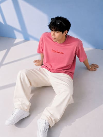 Pockman Men Oversized Cotton Prey Glow 'n' Dark Printed Coral Tshirt