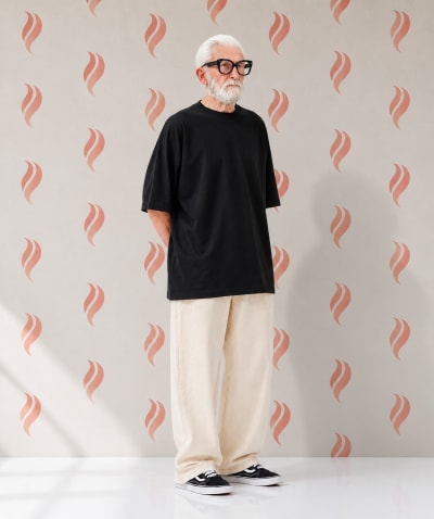 PockMAN Oversized Fit Cotton Classic Round Neck Black Tshirt