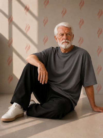 PockMAN Oversized Fit Cotton Classic Round Neck Grey Tshirt