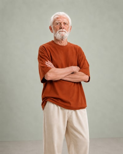 PockMAN Oversized Fit Cotton Classic Round Neck Rust Tshirt