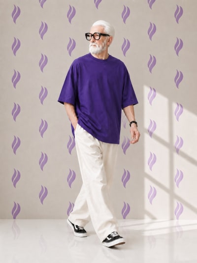 PockMAN Oversized Fit Cotton Classic Round Neck Voilet Tshirt