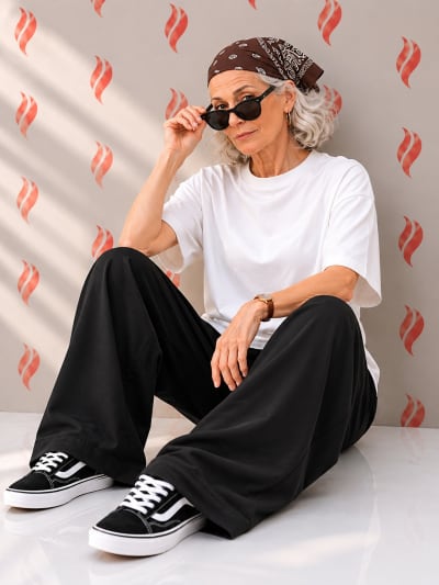 PockMAN Oversized Fit Cotton Classic Round Neck White Tshirt