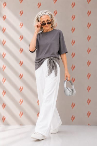 PockMAN Oversized Fit Cotton Classic Round Neck Grey Tshirt