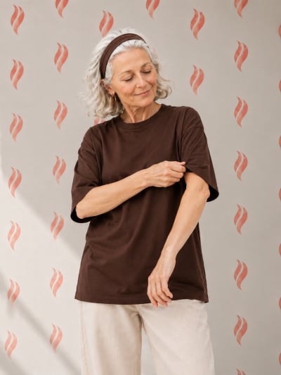 PockMAN Oversized Fit Cotton Classic Round Neck Brown Tshirt