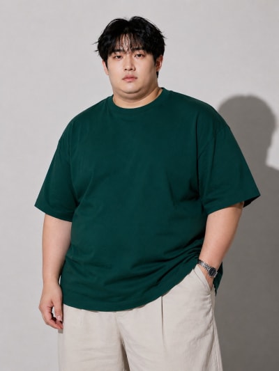 PockMAN Mens Oversized Solid Pure Cotton Terry Bottle Green Tshirt