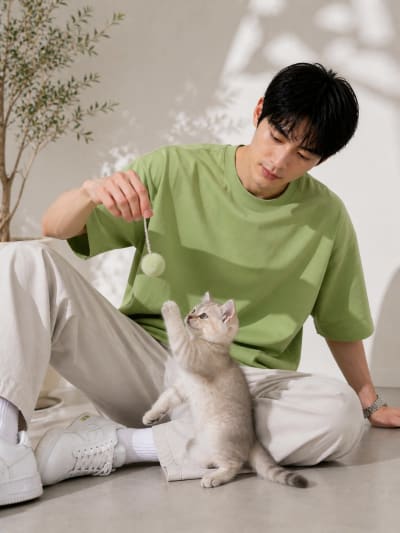 PockMAN Mens Oversized Solid Pure Cotton Terry Dull Green Tshirt