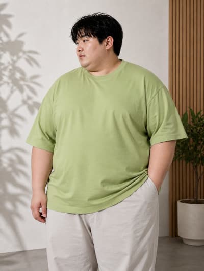 PockMAN Mens Oversized Solid Pure Cotton Terry Dull Green Tshirt