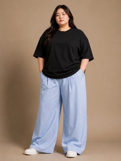 PockMAN Women Oversized Solid Pure Cotton Terry Black Tshirt