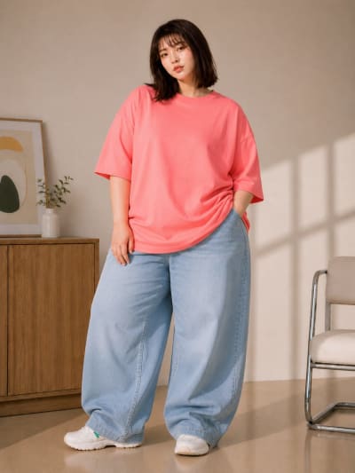 PockMAN Women Oversized Solid Pure Cotton Terry Light Red Tshirt