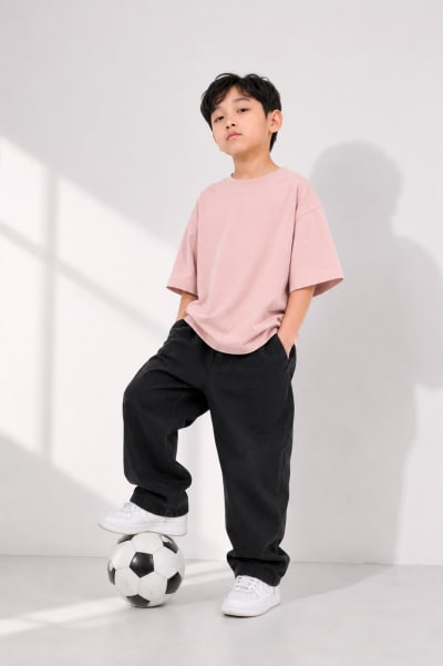 PockMAN Boys Oversized Solid Cotton Terry Classic Rose Gold Tshirt
