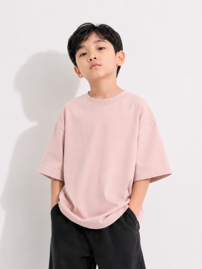 PockMAN Boys Oversized Solid Cotton Terry Classic Rose Gold Tshirt