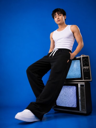 Pockman Men Relaxed Fit Solid Cotton Terry Black Jogger