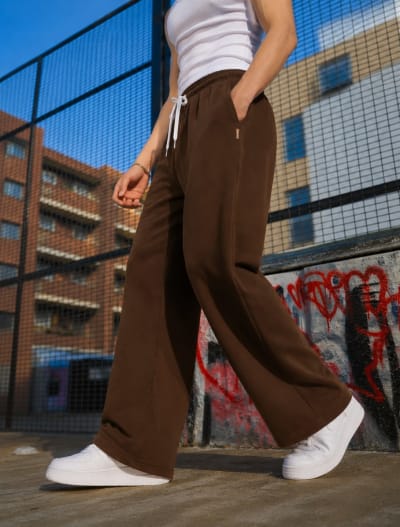 Pockman Men Relaxed Fit Solid Cotton Terry Brown Jogger