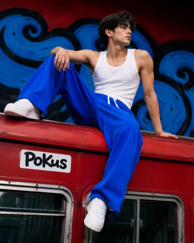 Pockman Men Relaxed Fit Solid Cotton Terry Royal Blue Jogger