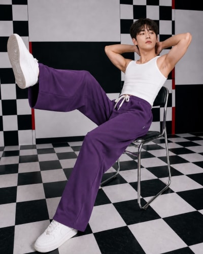 Pockman Men Relaxed Fit Solid Cotton Terry Mauve Jogger