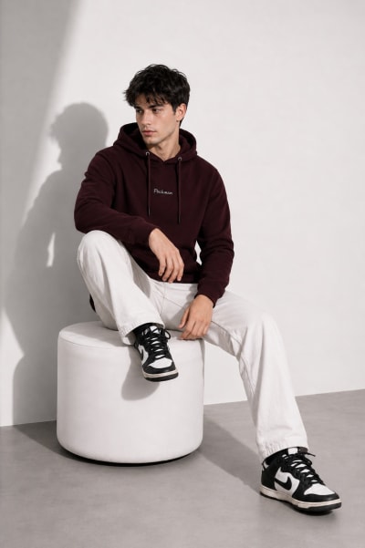 Pockman Men Regular Fit Cotton Chocolate Brown Hoodie