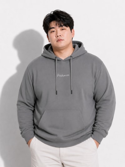 Pockman Men Regular Fit Cotton Dark Grey Hoodie