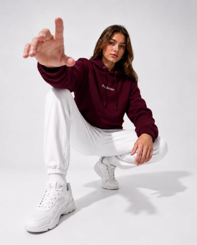 Pockman Women Regular Fit Cotton Burgundy Hoodie
