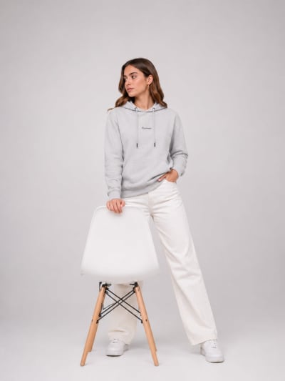 Pockman Women Regular Fit Cotton Grey Melange Hoodie