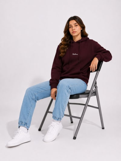 Pockman Women Regular Fit Cotton Chocolate Brown Hoodie