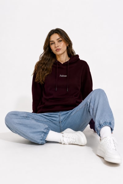 Pockman Women Regular Fit Cotton Chocolate Brown Hoodie