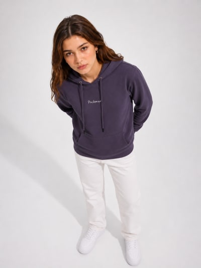 Pockman Women Regular Fit Cotton Mauve Hoodie
