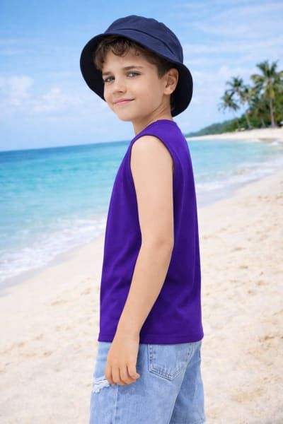 Pockman Kids Regular Fit Pure Cotton Voilet Tank