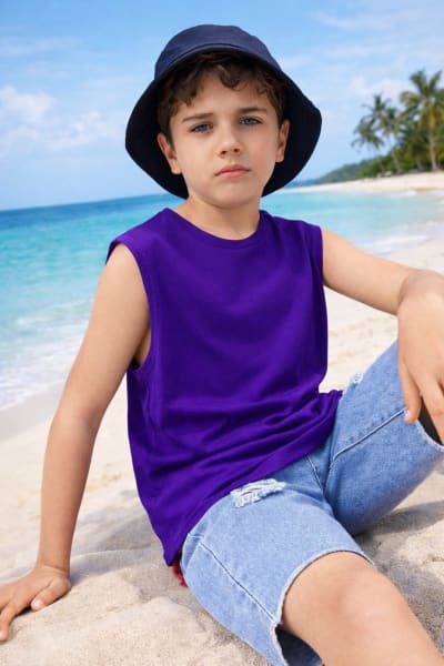 Pockman Kids Regular Fit Pure Cotton Voilet Tank
