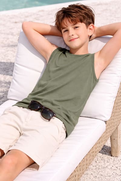 Pockman Kids Regular Fit Pure Cotton Pista Tank