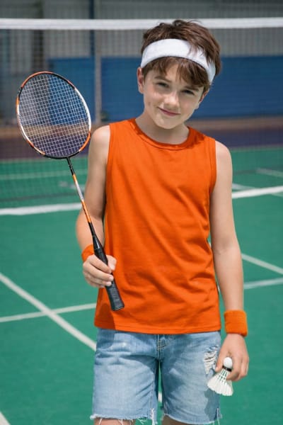 Pockman Kids Regular Fit Pure Cotton Orange Tank