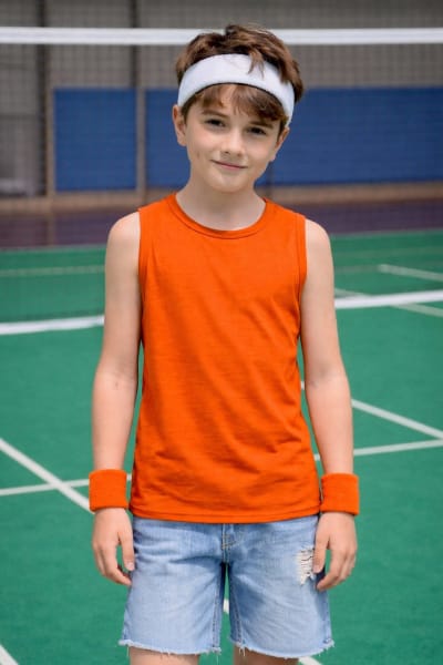 Pockman Kids Regular Fit Pure Cotton Orange Tank