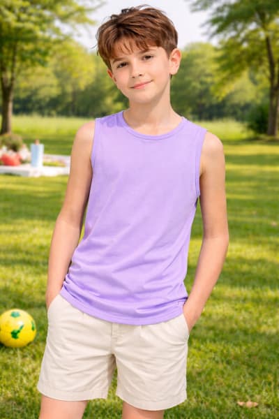 Pockman Kids Regular Fit Pure Cotton LavenderTank