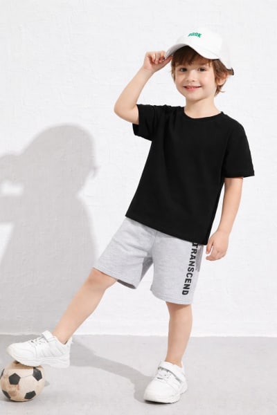 Pockman Kids Regular Fit Pure Cotton Black Tshirt