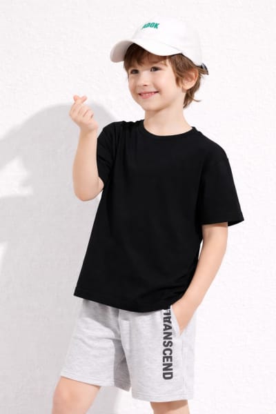 Pockman Kids Regular Fit Pure Cotton Black Tshirt