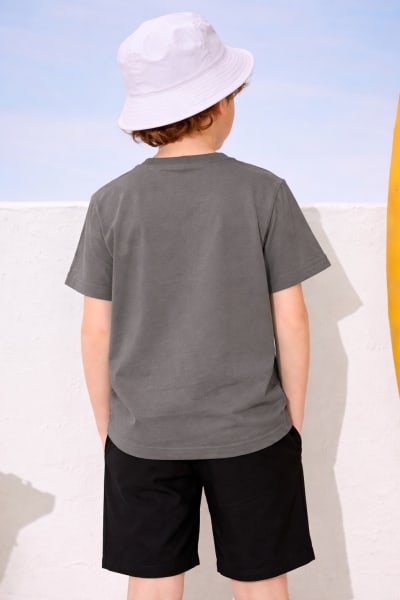Pockman Kids Regular Fit Pure Cotton Grey Tshirt